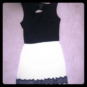 Black and white dress with lace trim